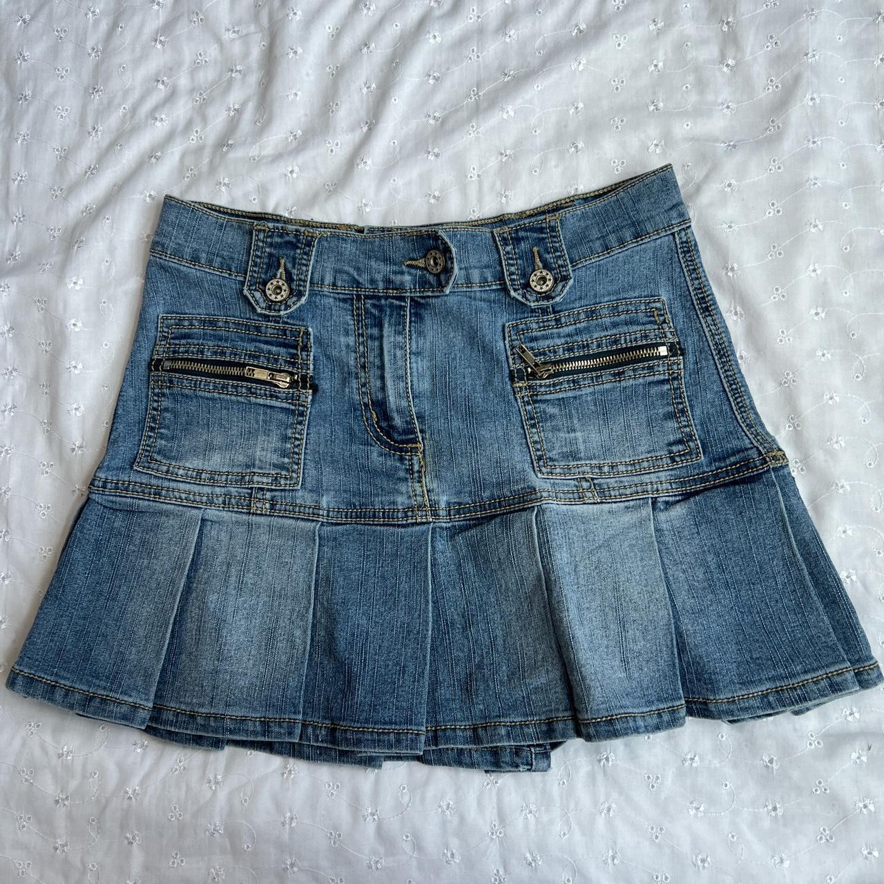 Y2k denim pleated skirt Brand is Rave Jeans... - Depop