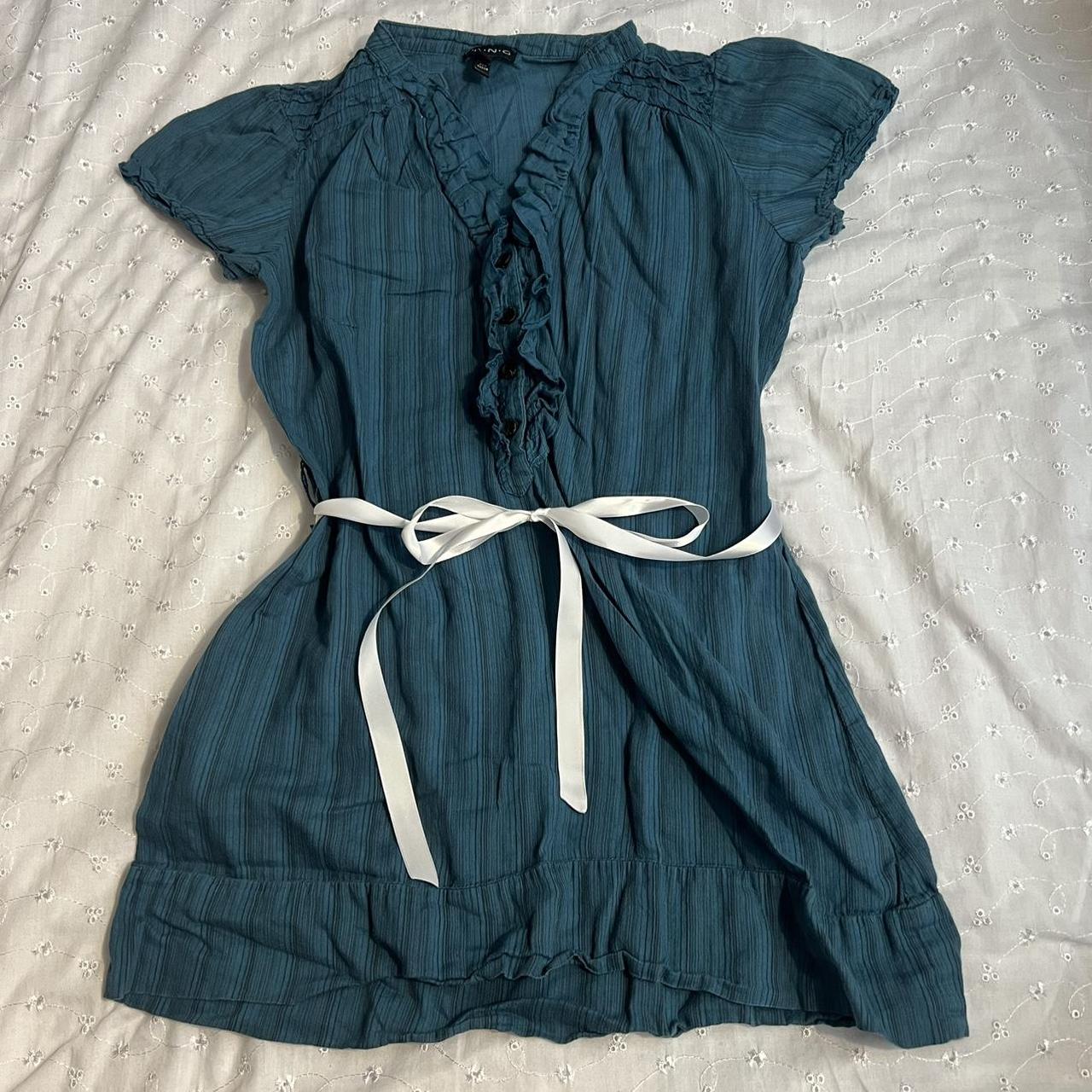 2000s teal milkmaid top Ruffle details, puff... - Depop