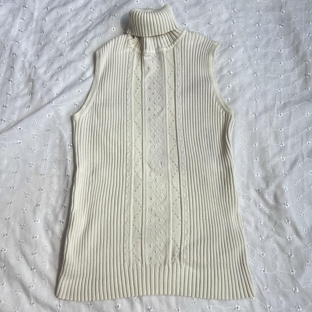 2000s ivory beaded turtleneck Pit to pit: 13... - Depop