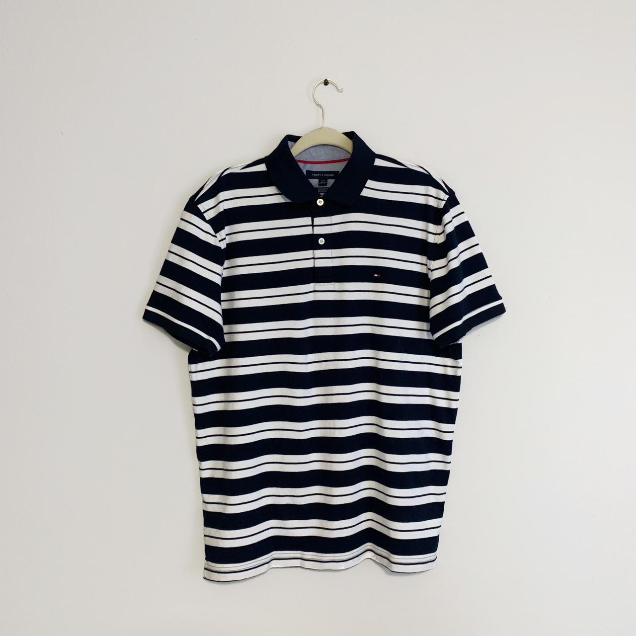 Black/White Striped Polo Shirt Size Large Bundle 2... - Depop