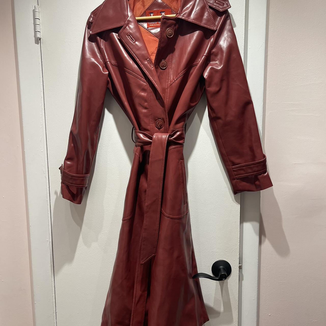 Women's Burgundy Coat | Depop