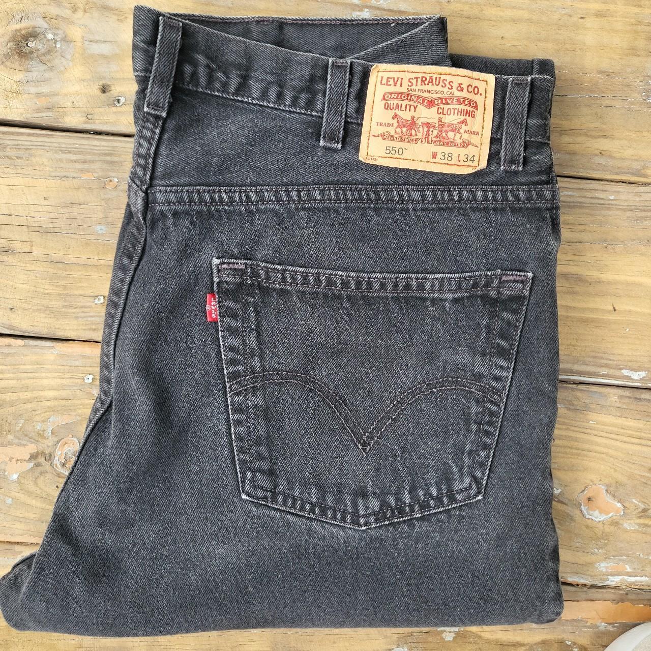 Levi's red tab 550 relaxed fit black denim jeans... - Depop