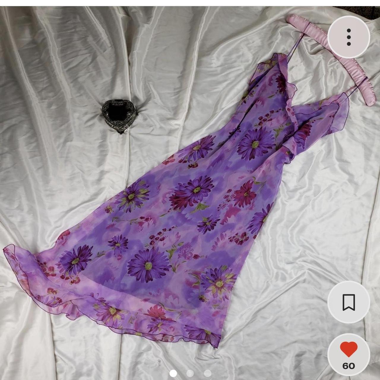 Repop Vintage 90 S Lavender Floral Asymmetric Dress Depop