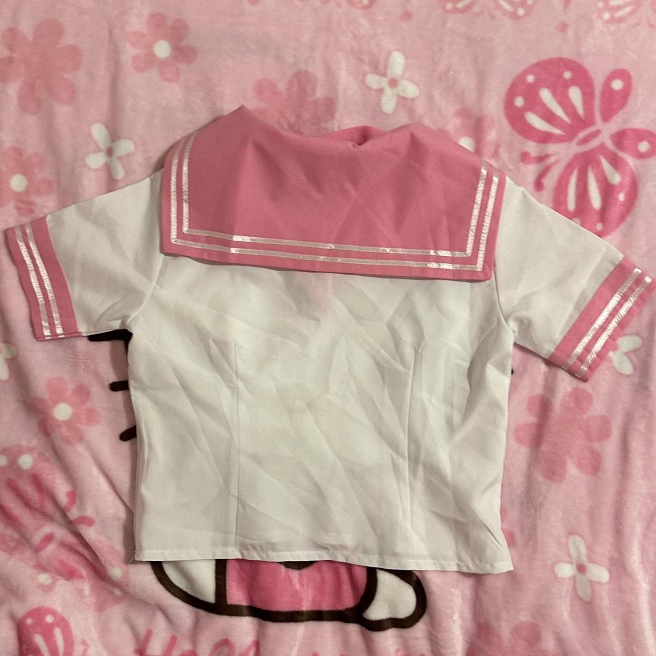 Pink and white sailor uniform set with detachable... Depop