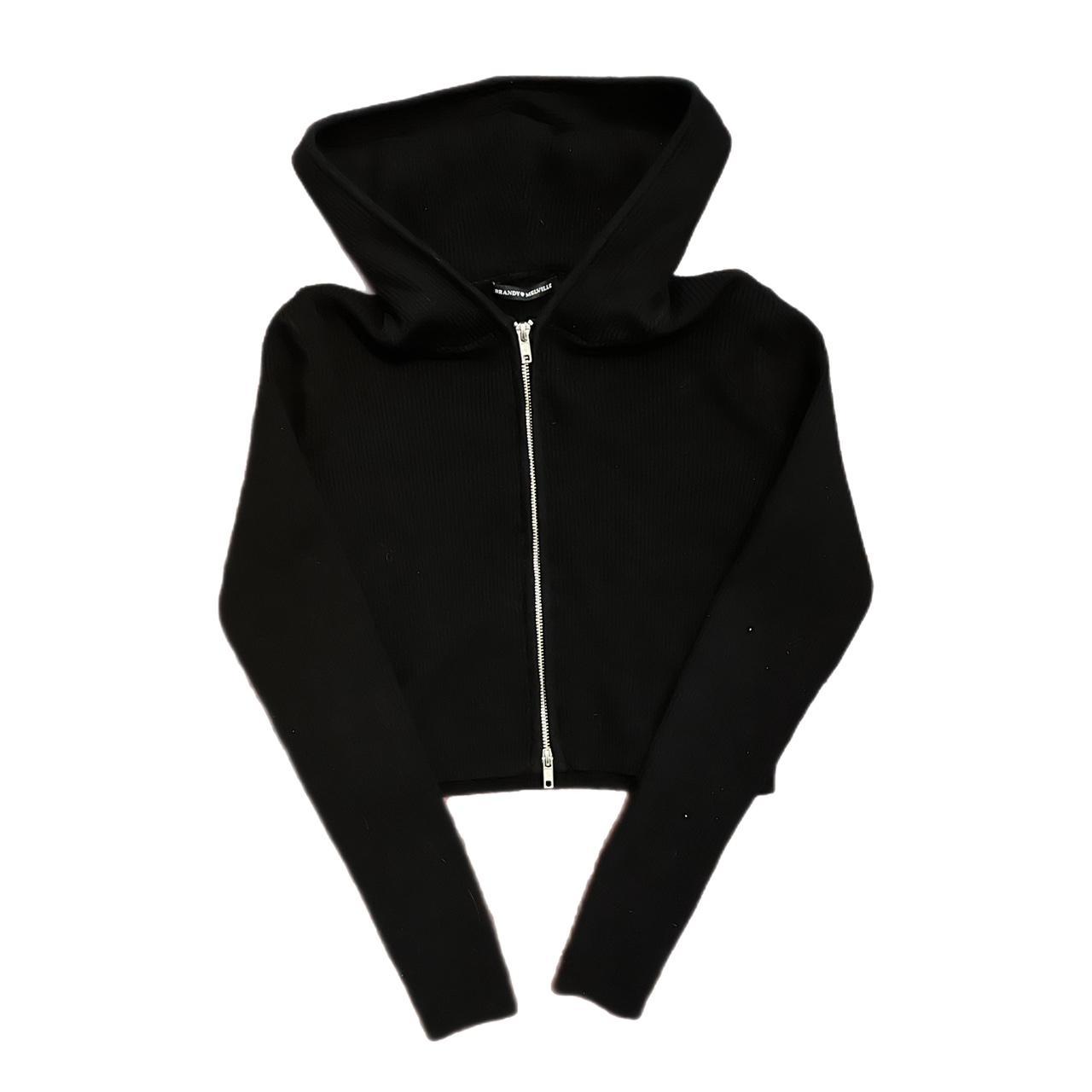 brandy melville black cropped double zip hoodie. Depop