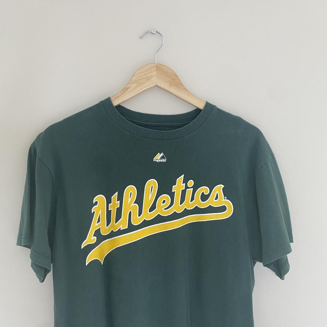 Majestic Athletics T-shirt with Balfour on the... - Depop