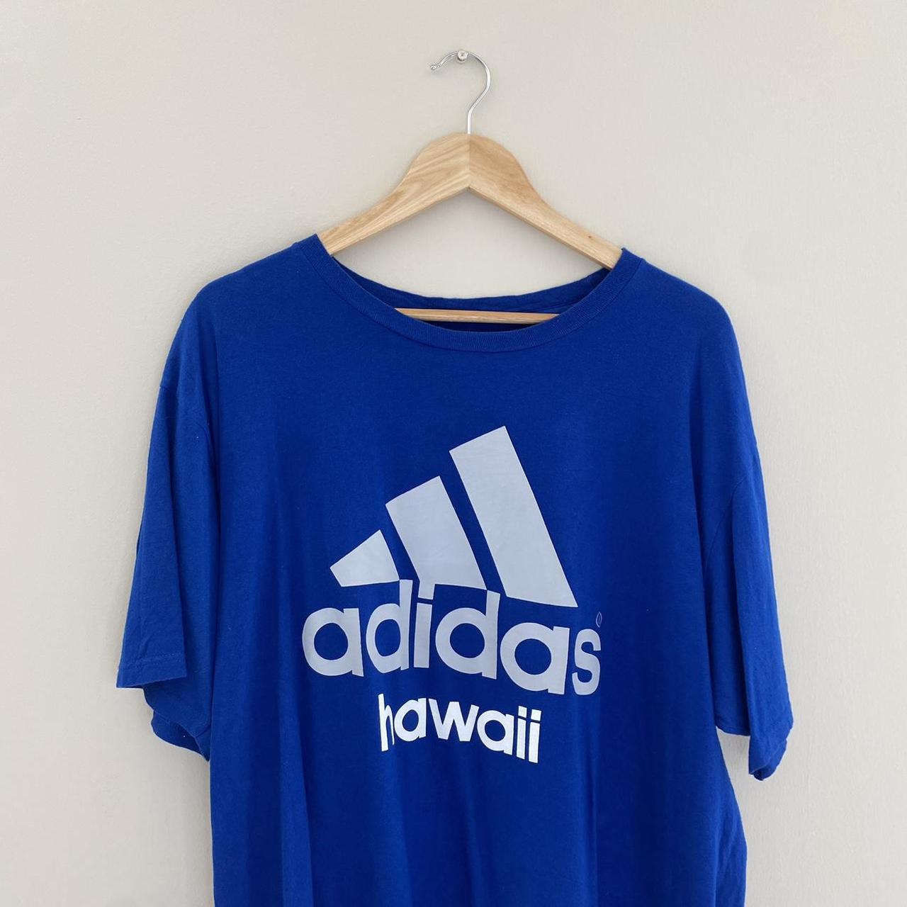 Adidas Hawaii T-shirt - Printed logo - Blue, grey... - Depop