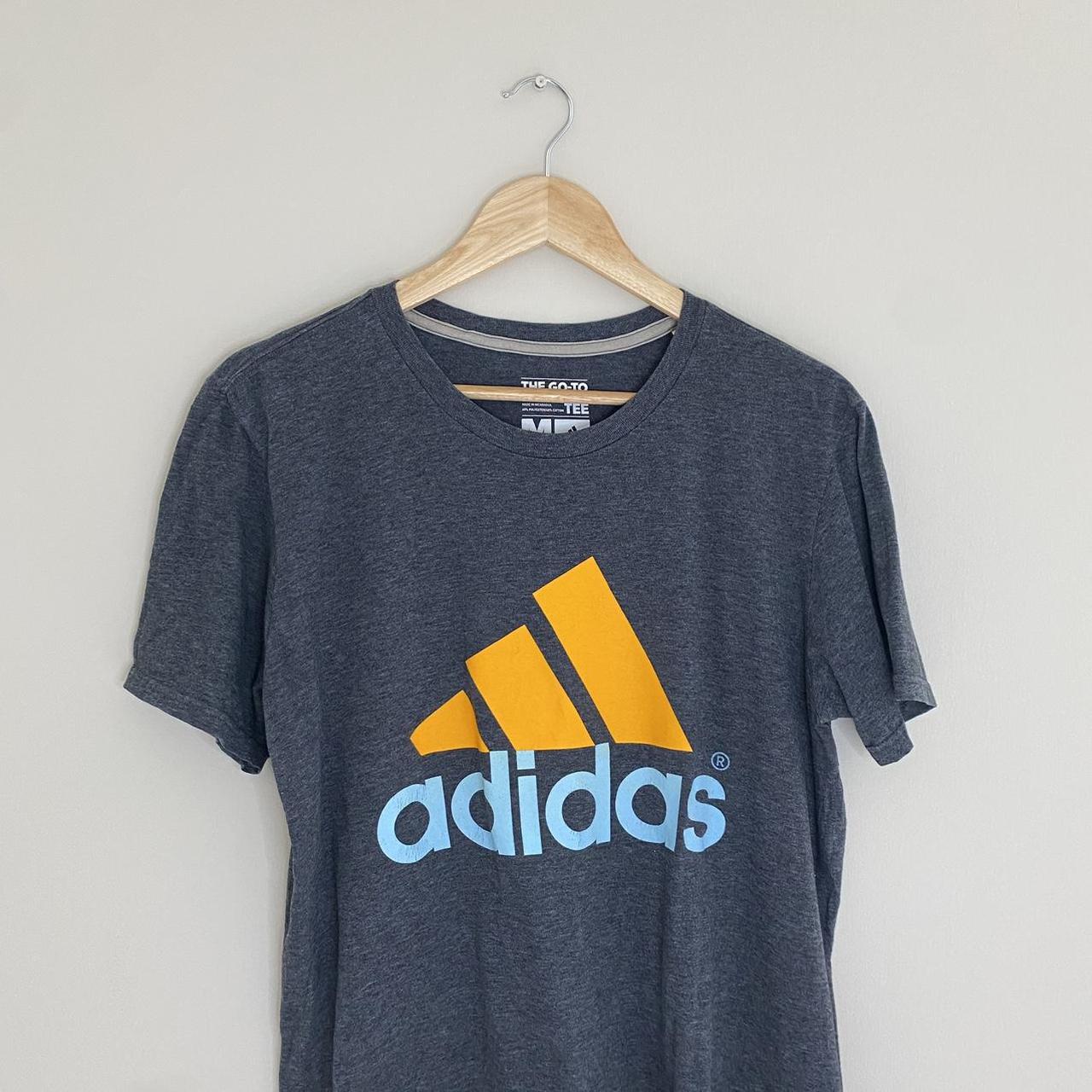 Adidas logo T-shirt - Printed logo - Grey, orange... - Depop