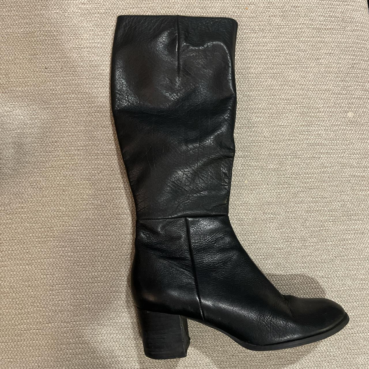 Repop! Genuine leather knee high black boots, love... - Depop