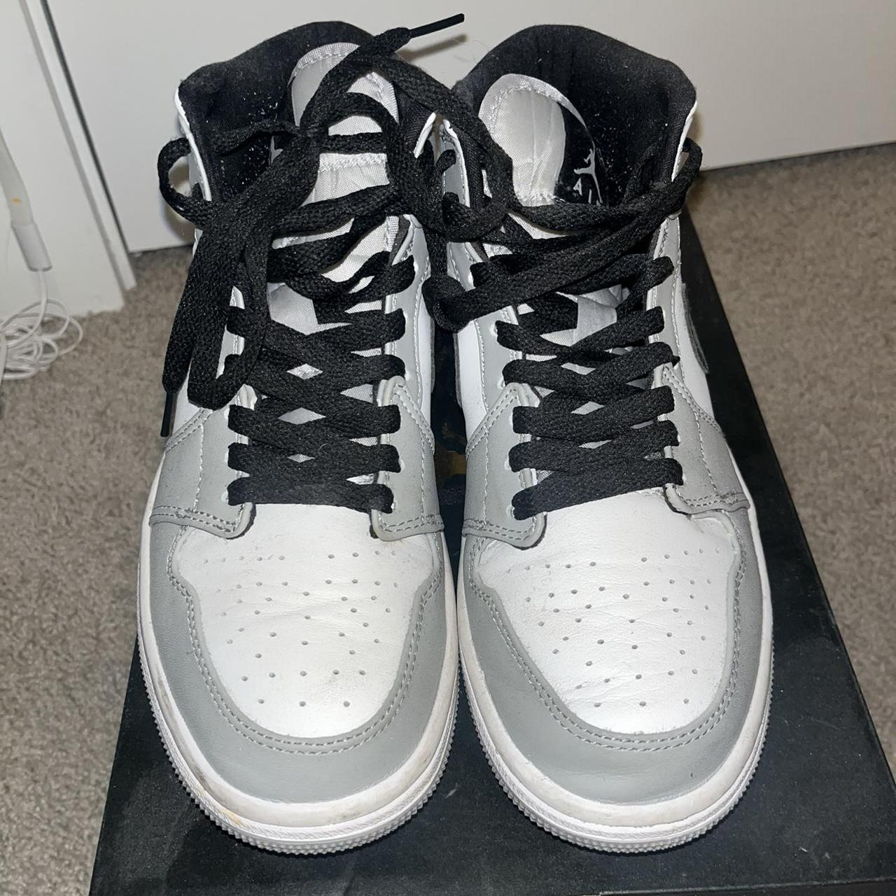 Nike air jordans 1 flight strap grey Grey black and - Depop