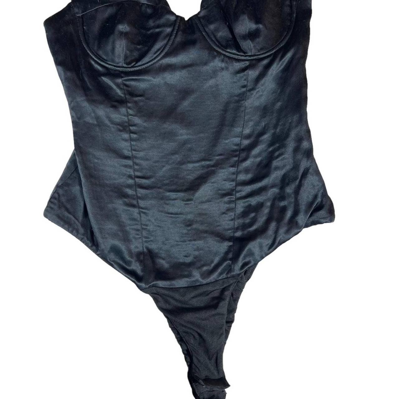 Zara Black Satin Bodysuit Size S Brand new with - Depop