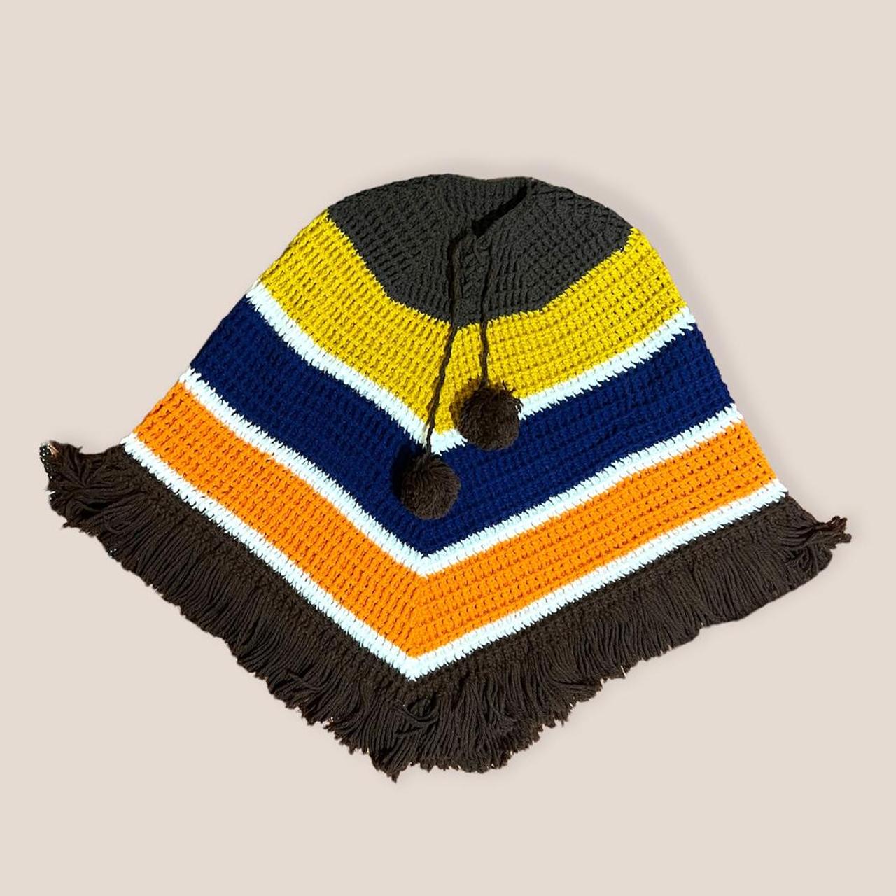 Vintage 70s Homemade Knitted Afghan Poncho amazing... Depop