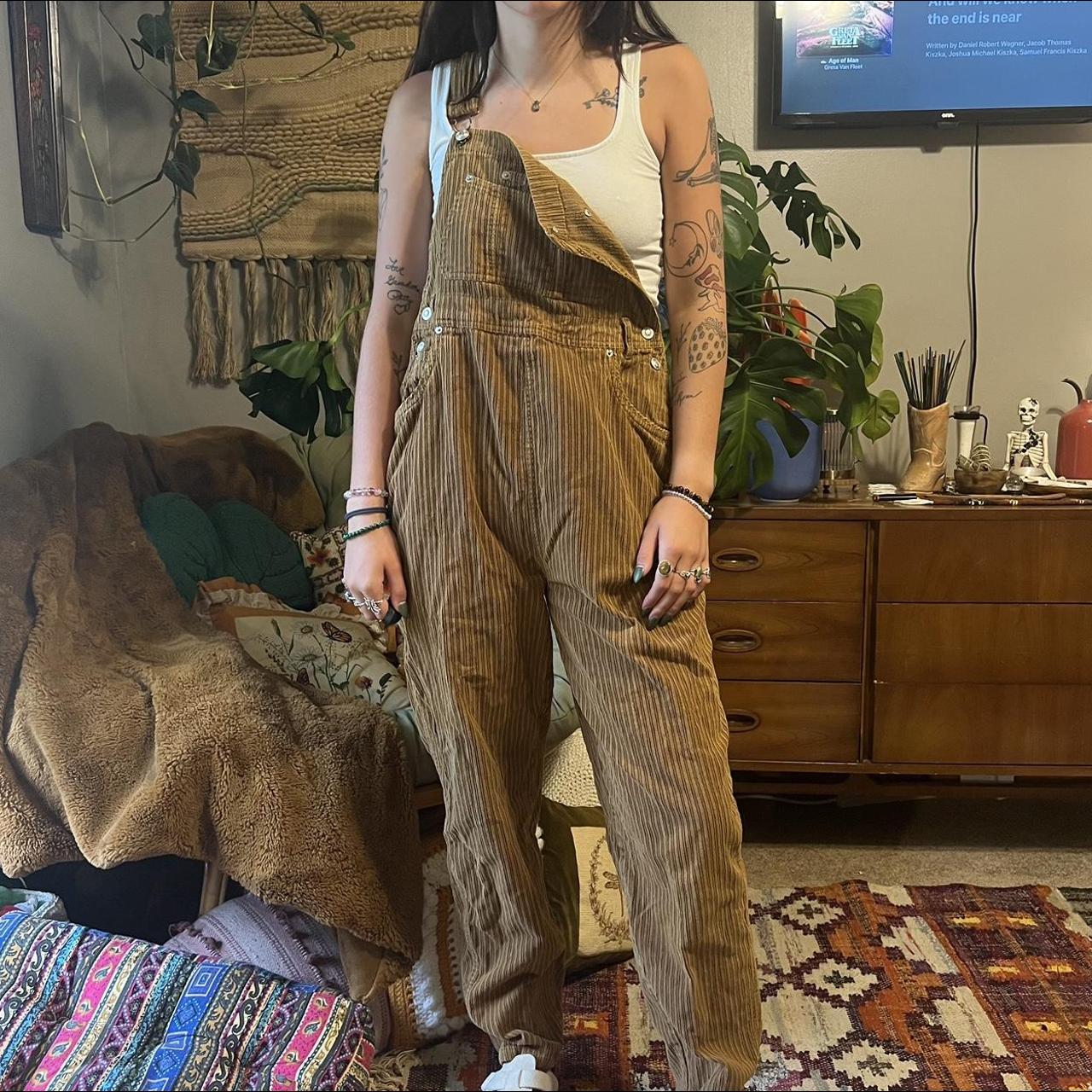 Vintage 90s Brown Corduroy Overalls super cool... Depop