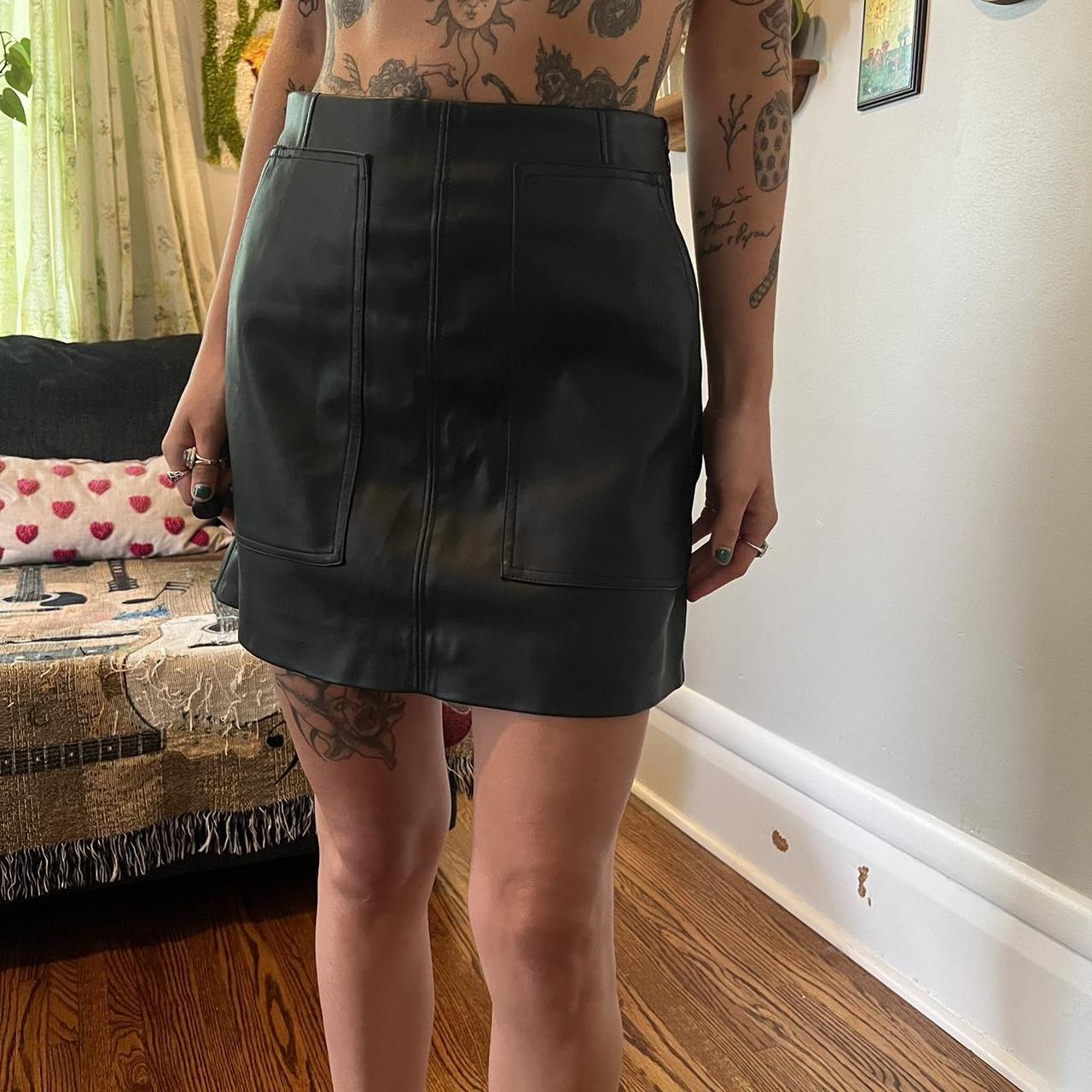 H&M Faux Leather Mini Skirt this was ethically... - Depop