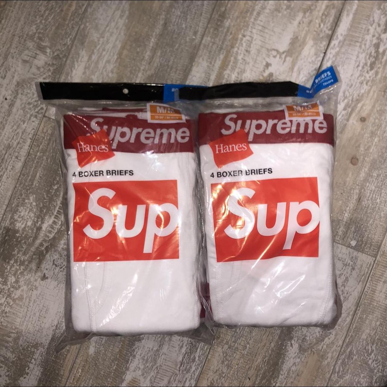 Supreme Men's White and Red Boxers-and-briefs | Depop