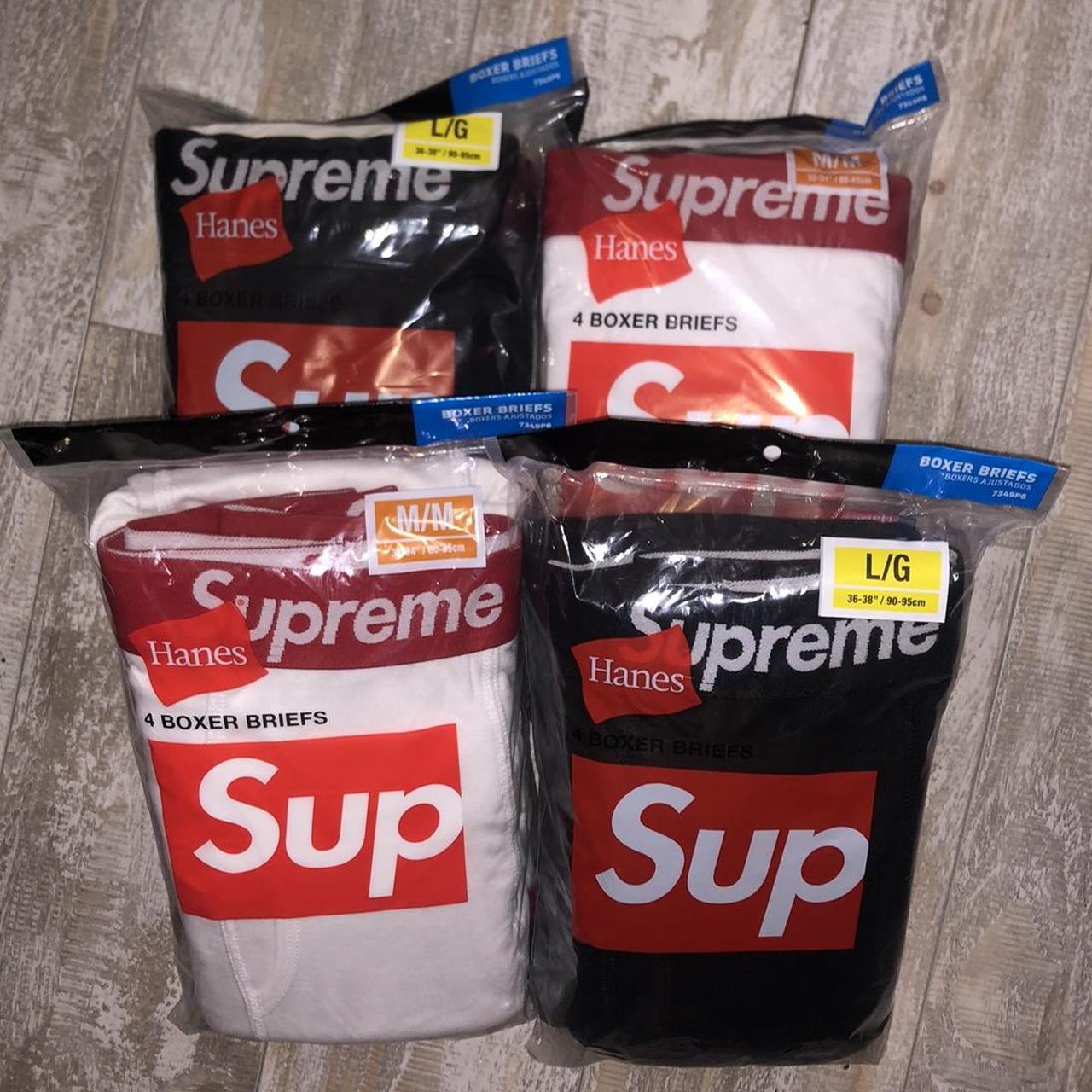 Supreme Men's White and Red Boxers-and-briefs | Depop