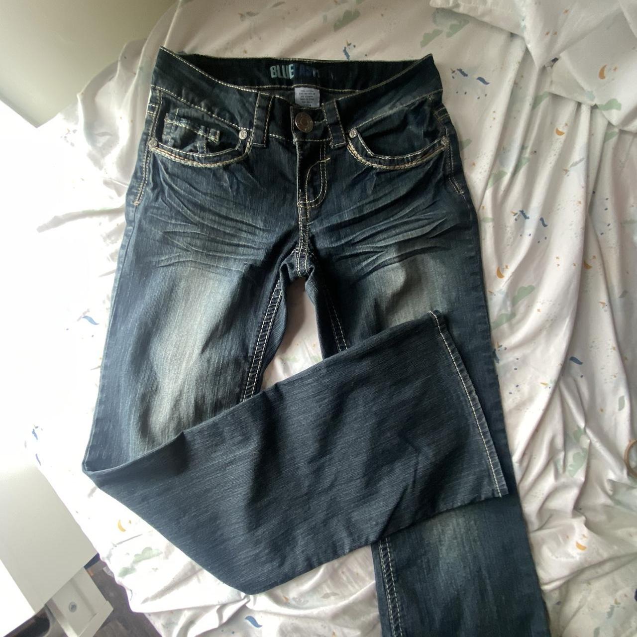 dark wash low rise bootcut jeans great condition, no... - Depop