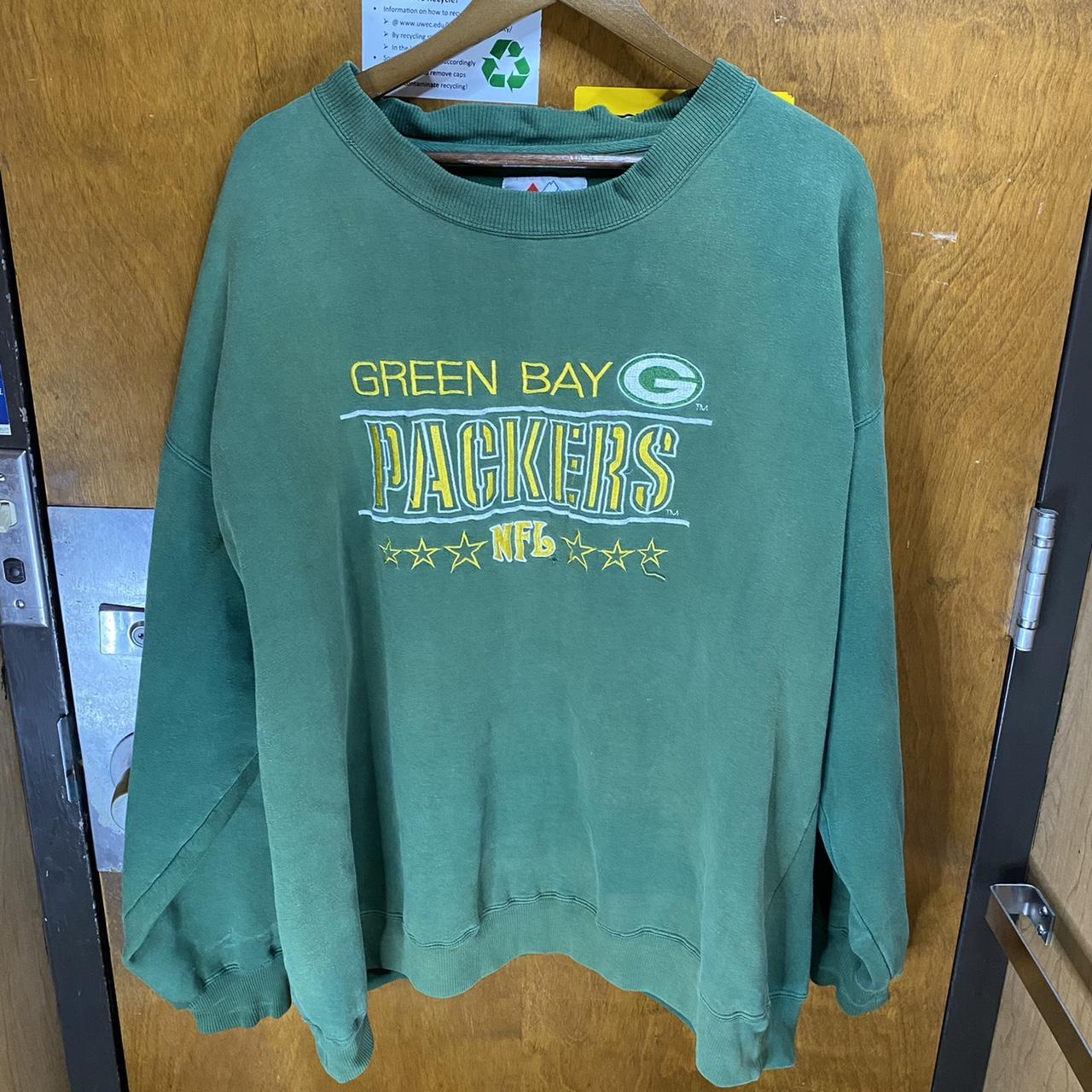 Vintage Majestic NFL Green Bay Packers Embroidered Sweater Green