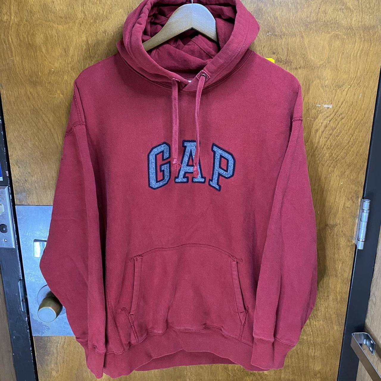 Vintage Y2K GAP reverse weave hoodie. Red,... - Depop