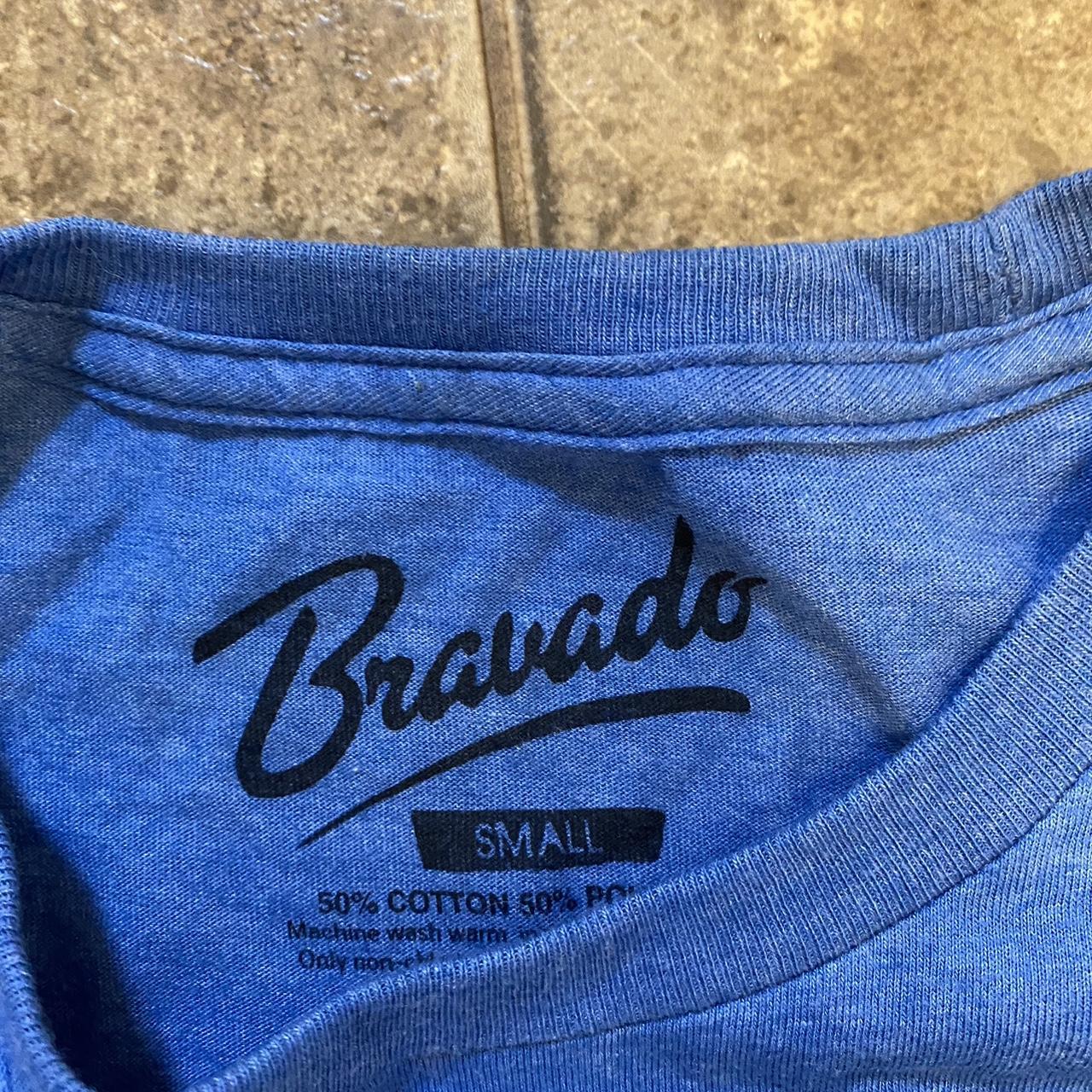 Bravado Men's Blue and Red T-shirt | Depop