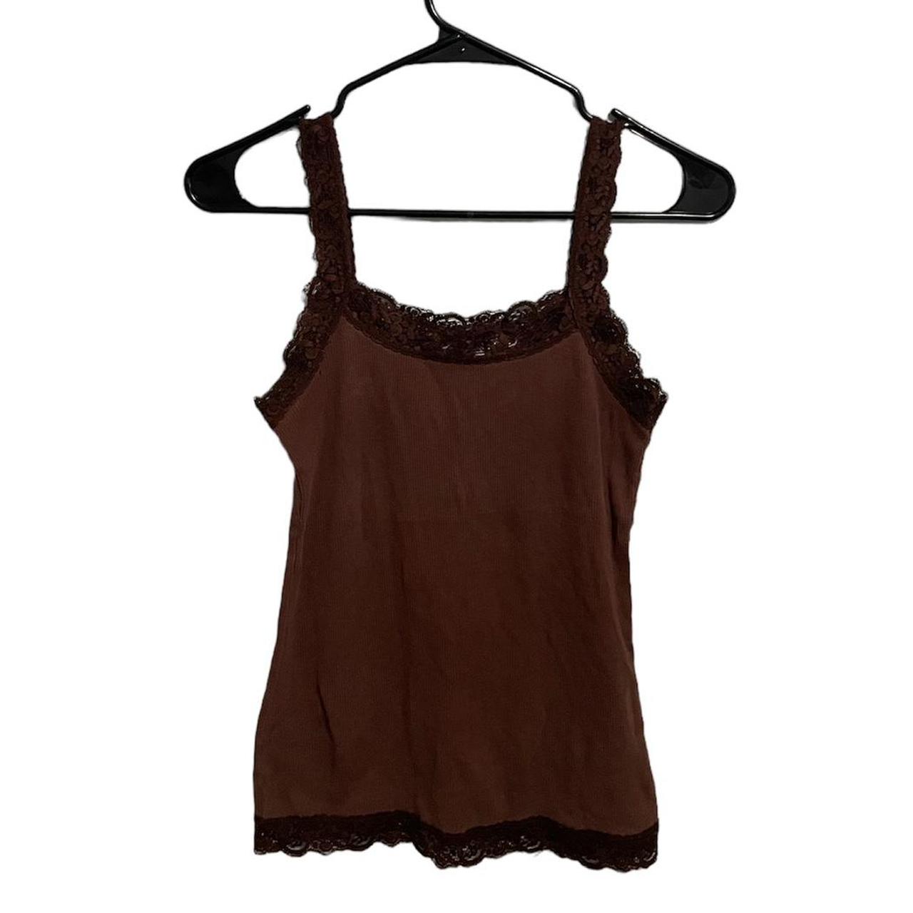 Xhilaration Brown Lace Tank Size S 100 cotton... Depop