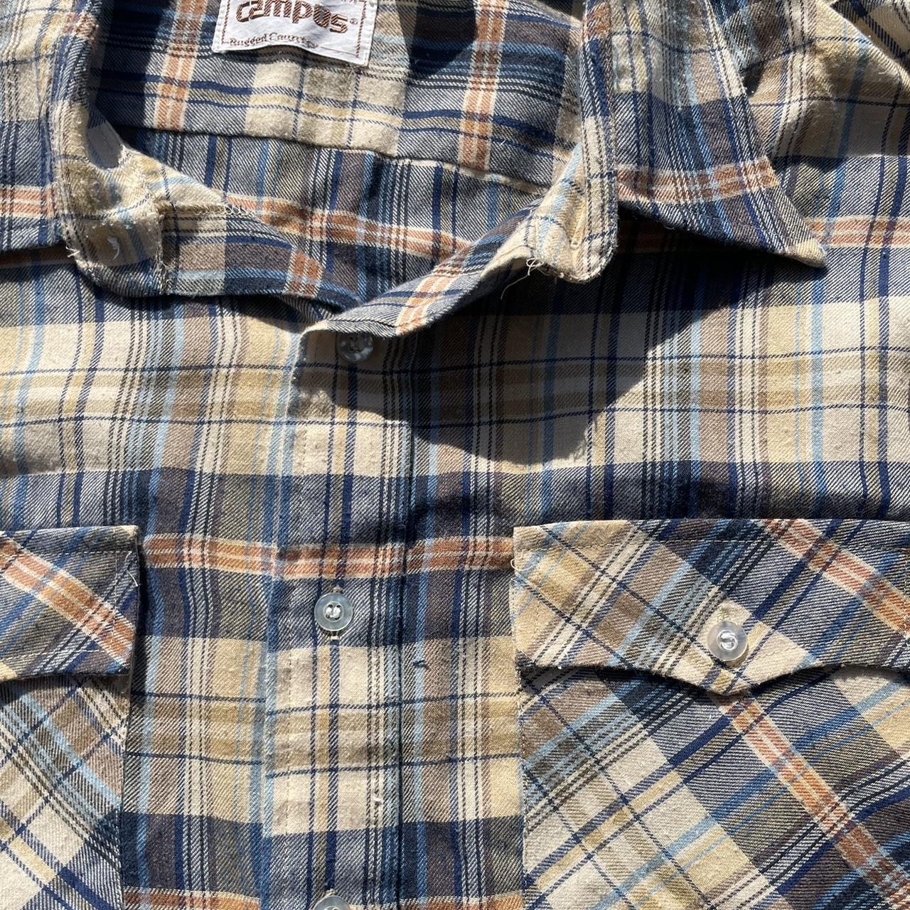 Vintage 70s Plaid Flannel Button up Shirt * ﻿lots... - Depop