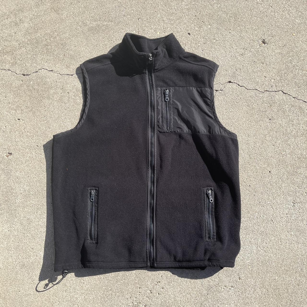 Black fleece zip up vest Super sick layer... - Depop