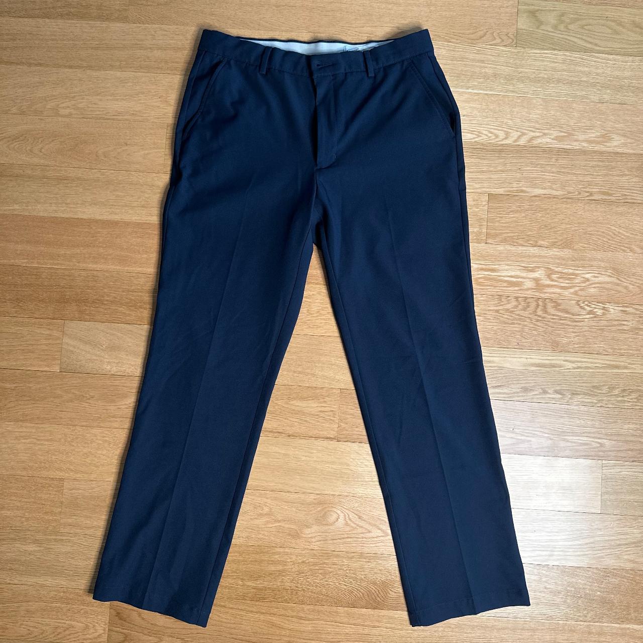 pleated no iron navy pants! mens, dark blue pants,... - Depop