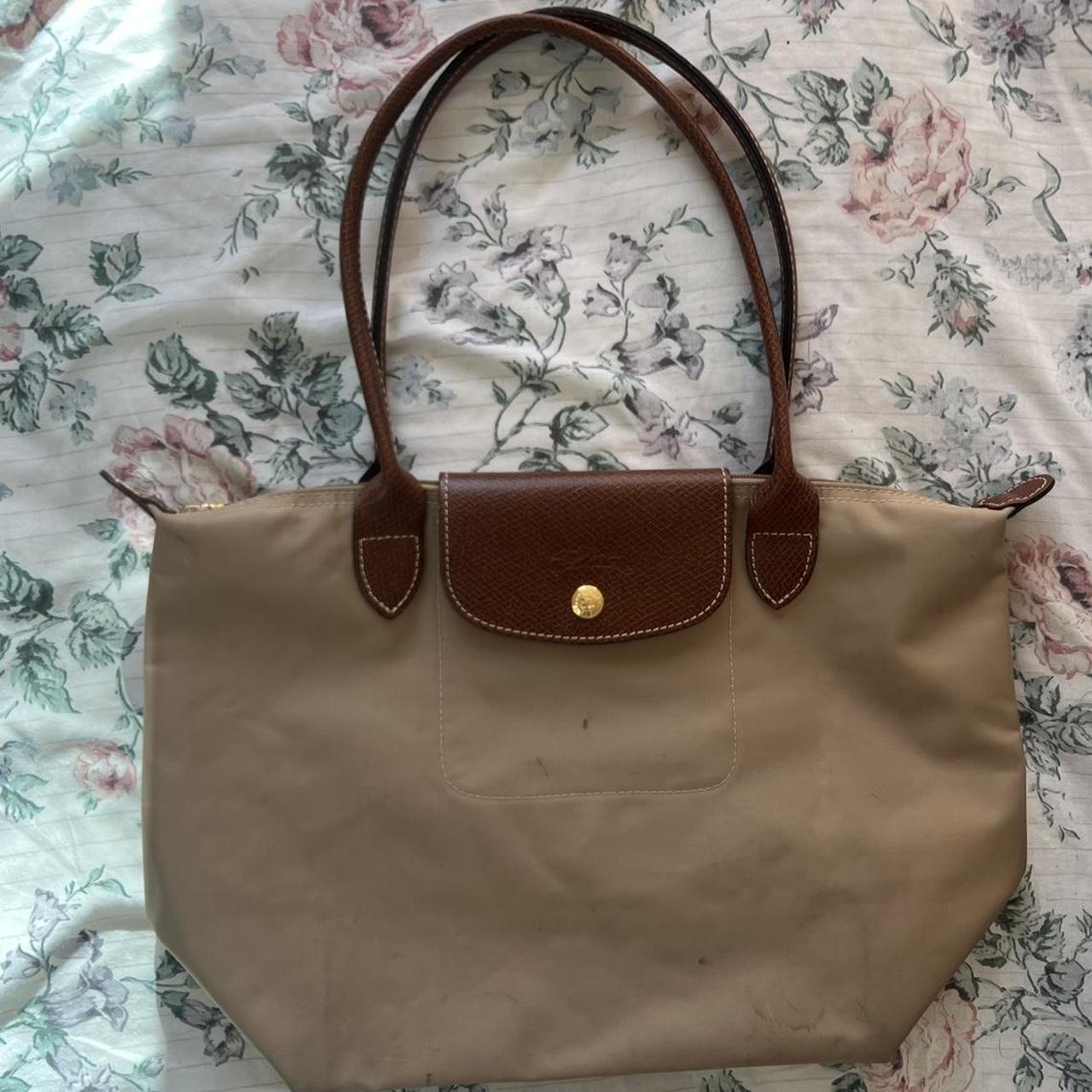 Longchamp Women's Cream and Tan Bag | Depop