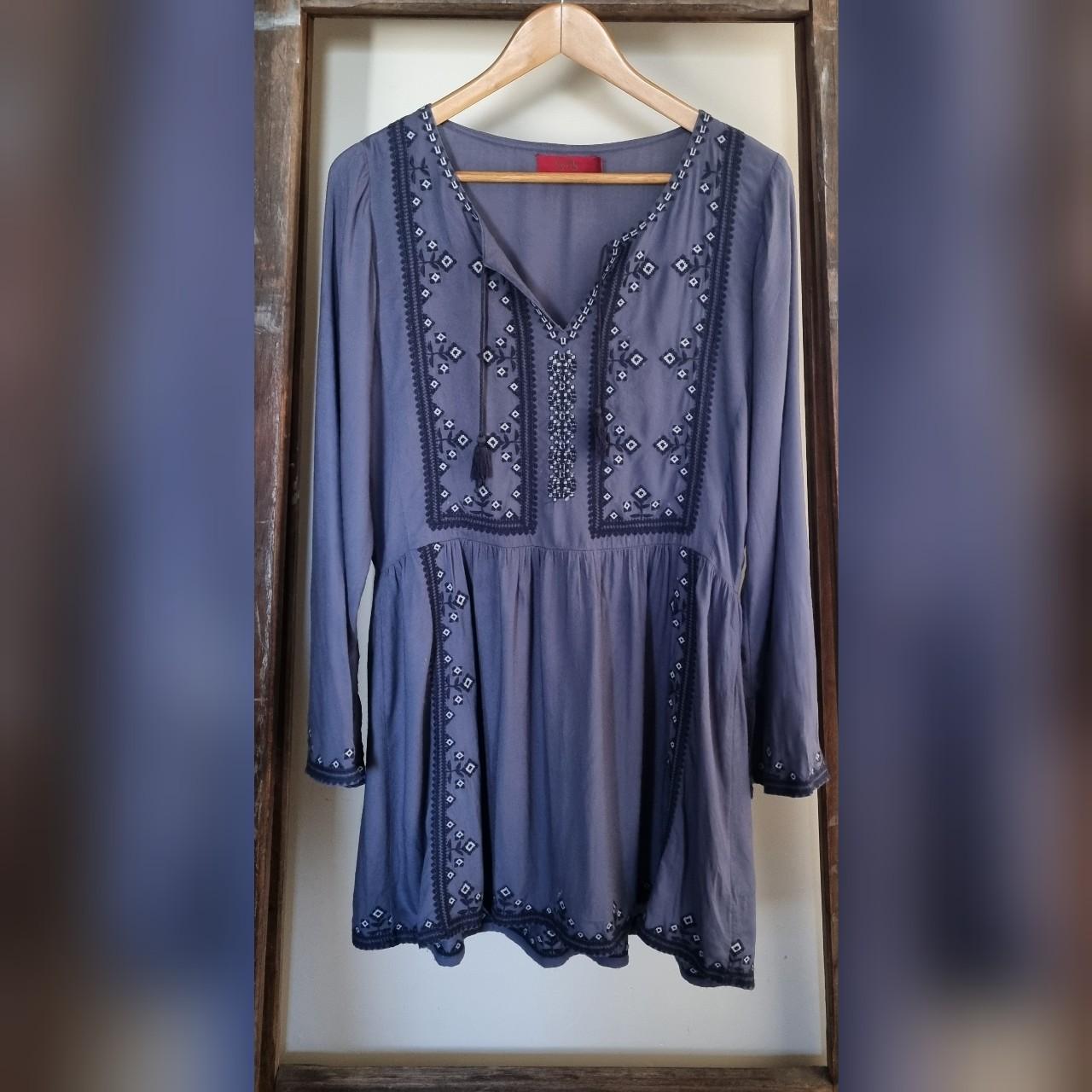 🌿 Tigerlily Blue Embroidered Mini Dress Stunning... - Depop