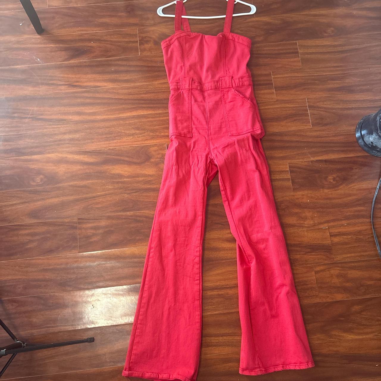 Women's Palazzo Jumpsuit - Red - M – Wide leg 70s… - image 1