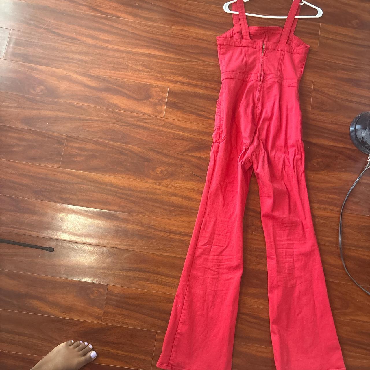 Women's Palazzo Jumpsuit - Red - M – Wide leg 70s… - image 2
