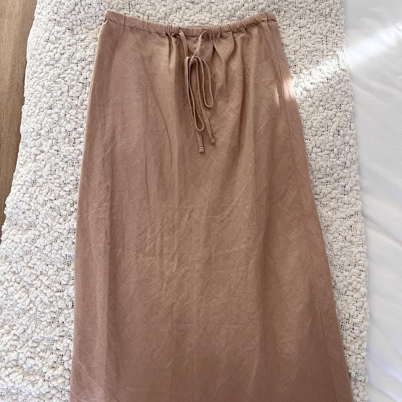 Venroy Linen Midi Skirt Dusty Pink Size M Rrp $150 - Depop