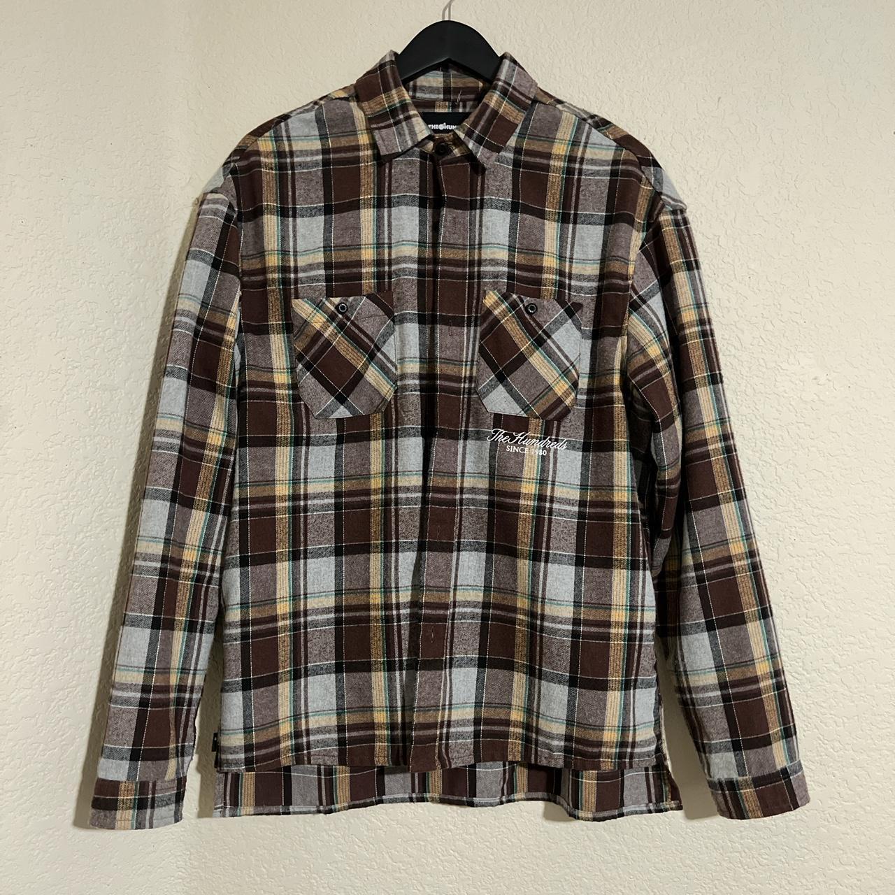 The Hundreds Men's Brown and Grey Shirt Depop