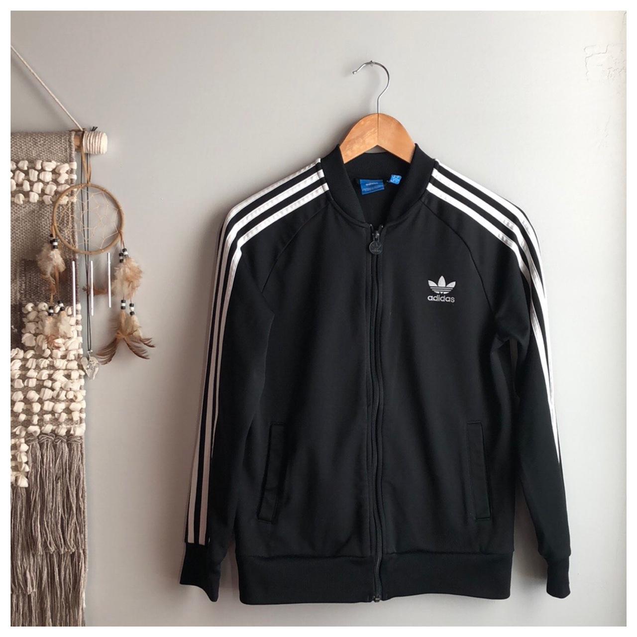 Kids Adidas Black Track Jacket Full Zip Lightweight... - Depop