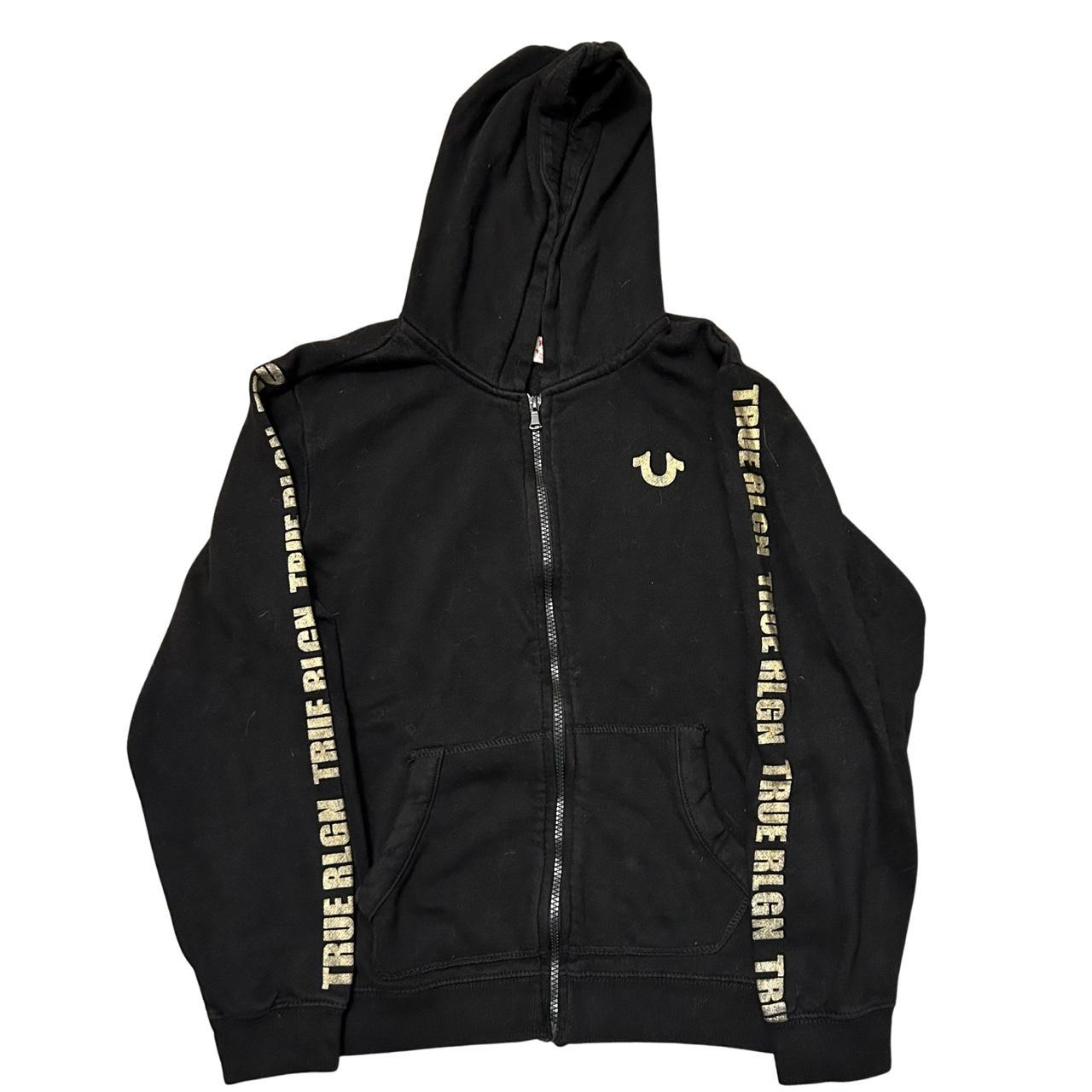 Black True Religion Zip Up Hoodie Medium Depop