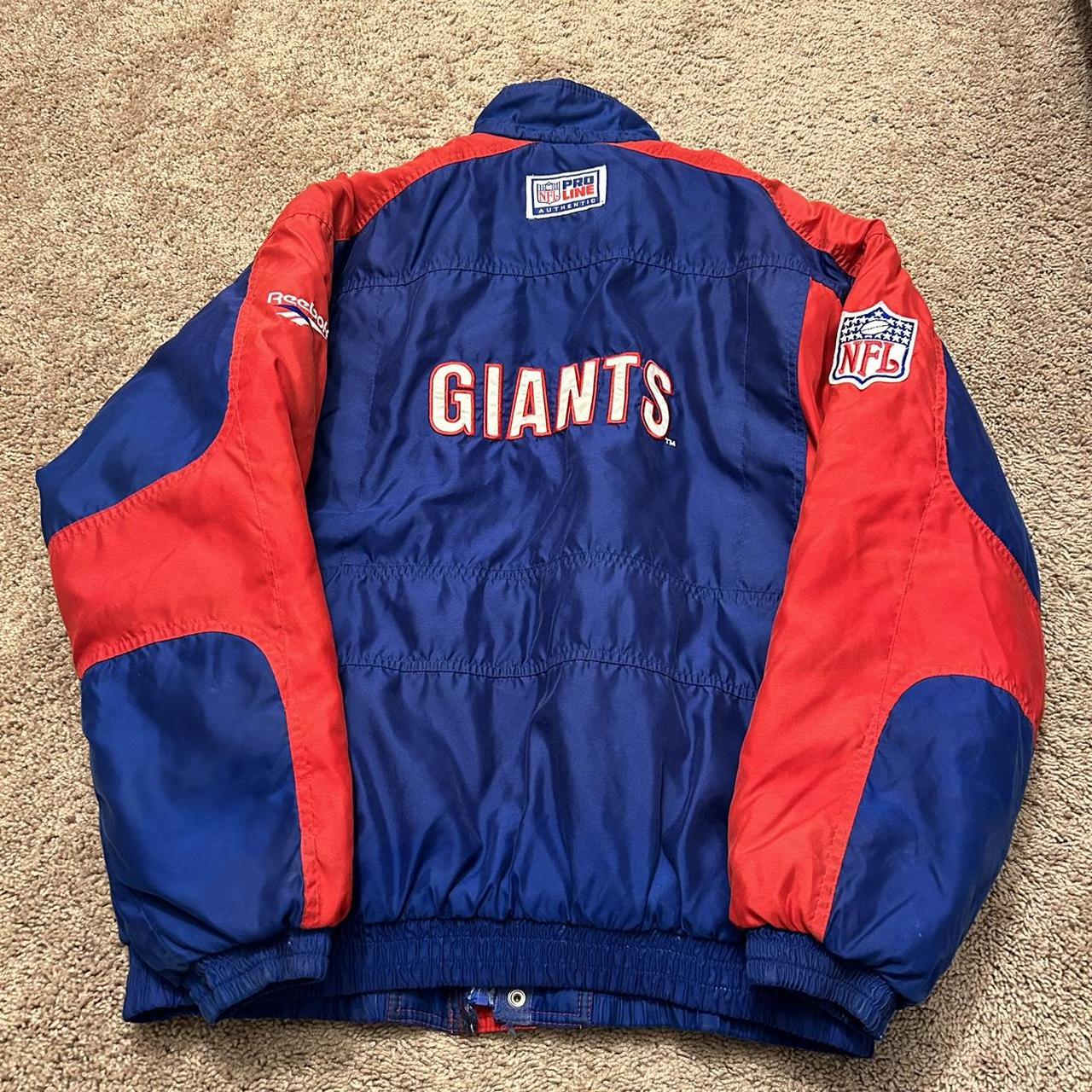 Vintage New York Giants Reebok Pro Line Puffer... - Depop