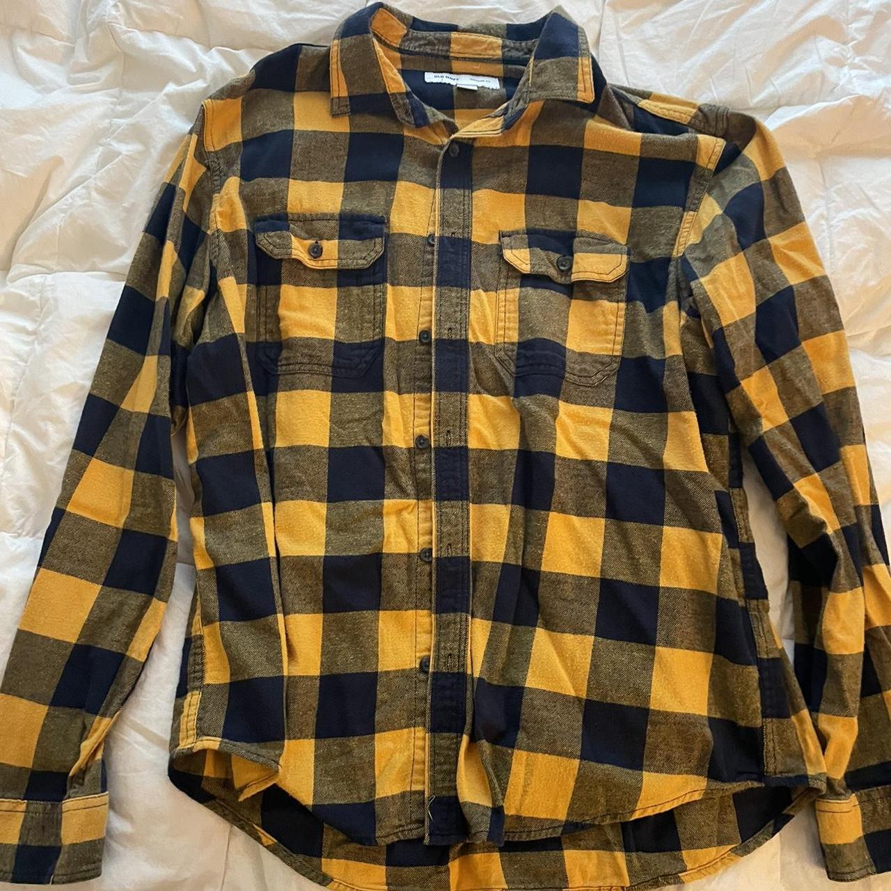 old navy yellow flannel longsleeve shirt very soft... Depop