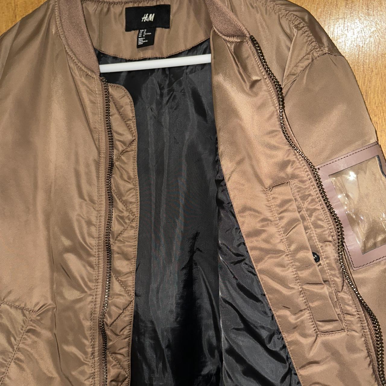 medium h&m brown bomber jacket (a bit on the small... - Depop