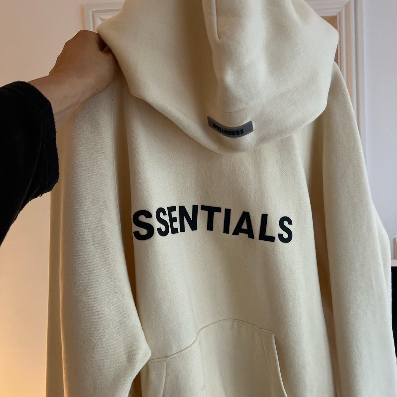 Essentials Men's Cream Hoodie Depop