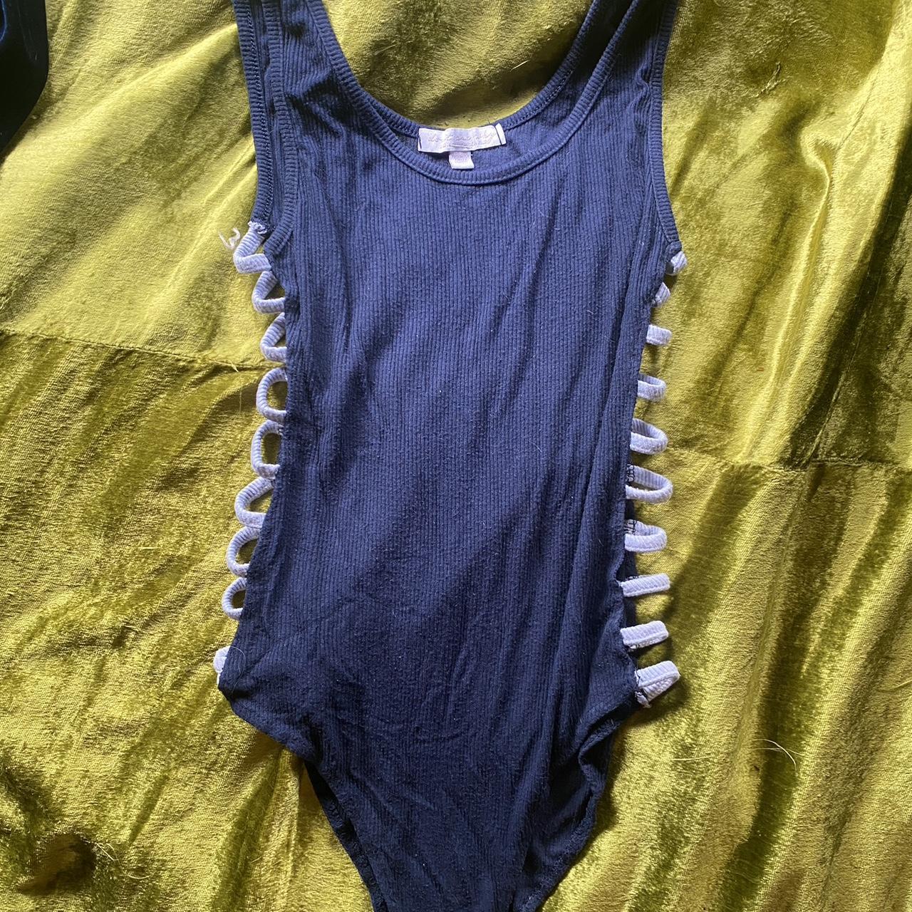 blue bodysuit with side cutouts Depop