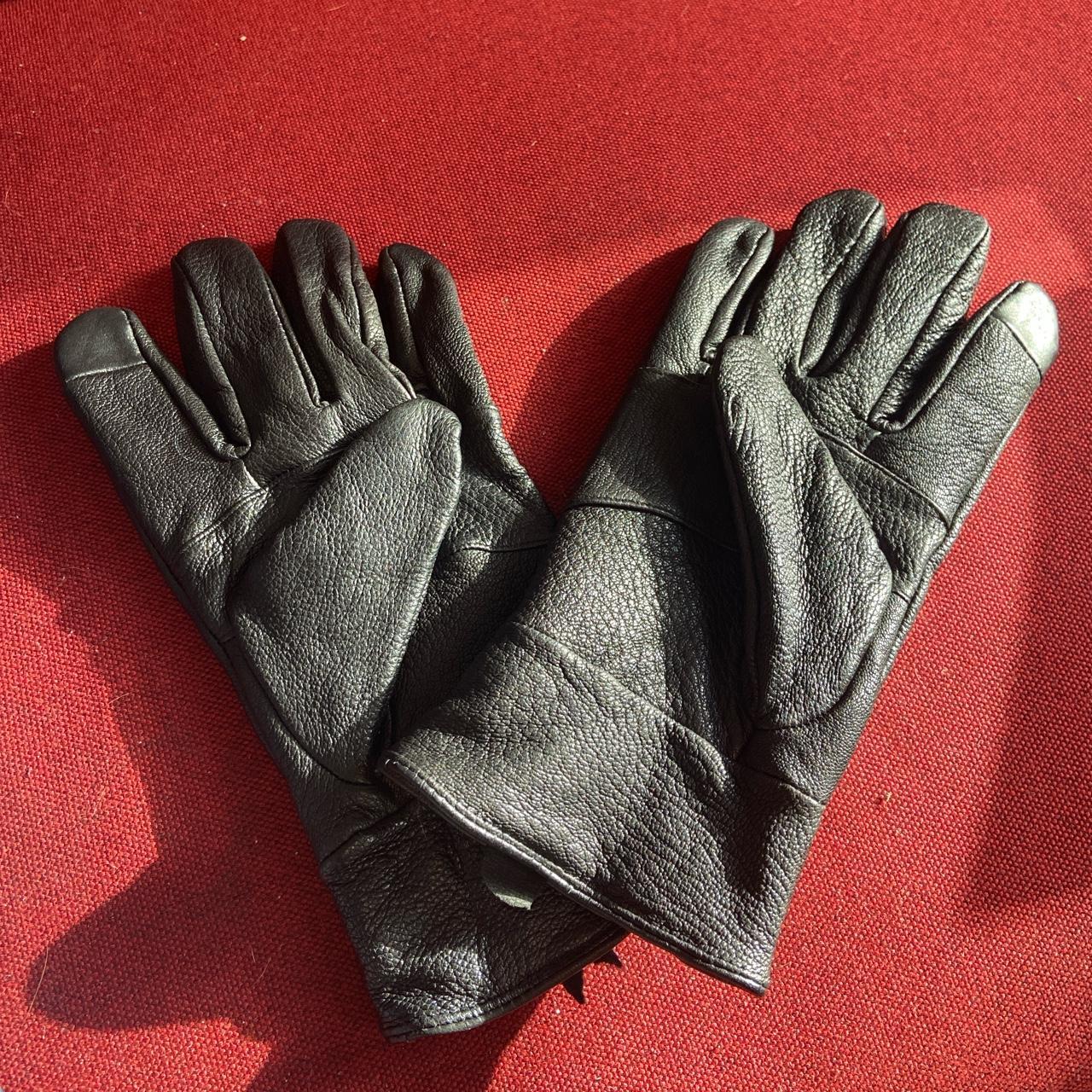 Black Leather Gloves Size: L - Depop