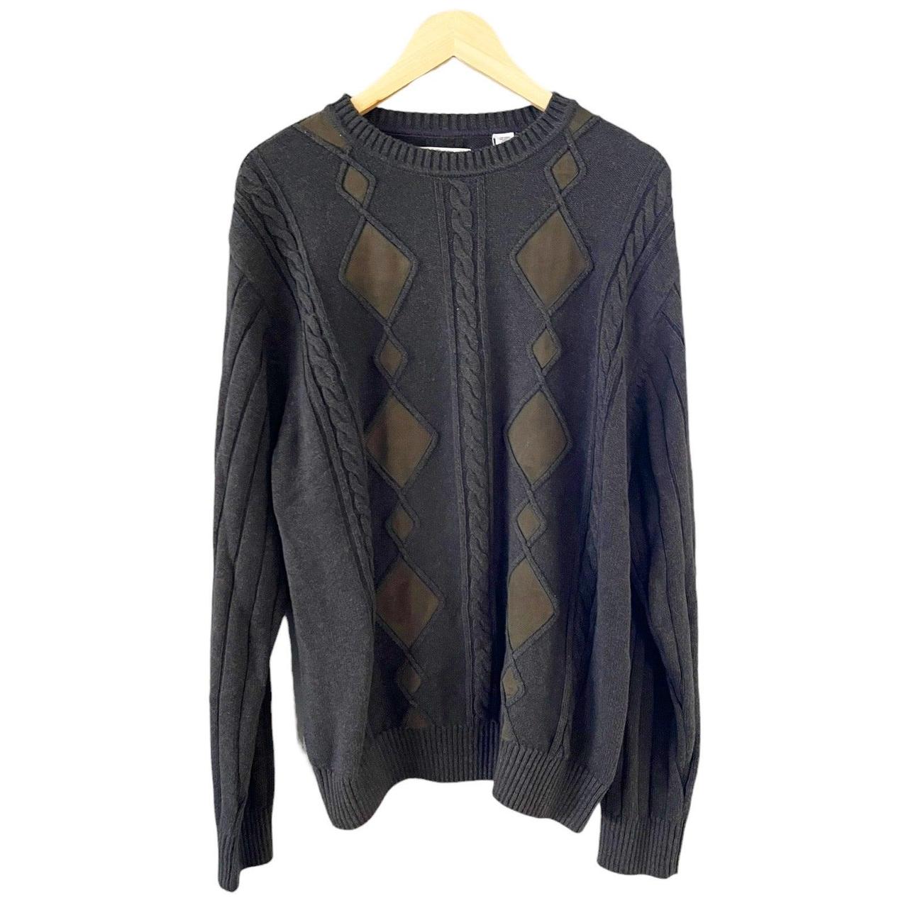 ALEX CANNON Brown Sweater Crew Neck Cotton Argyle Depop