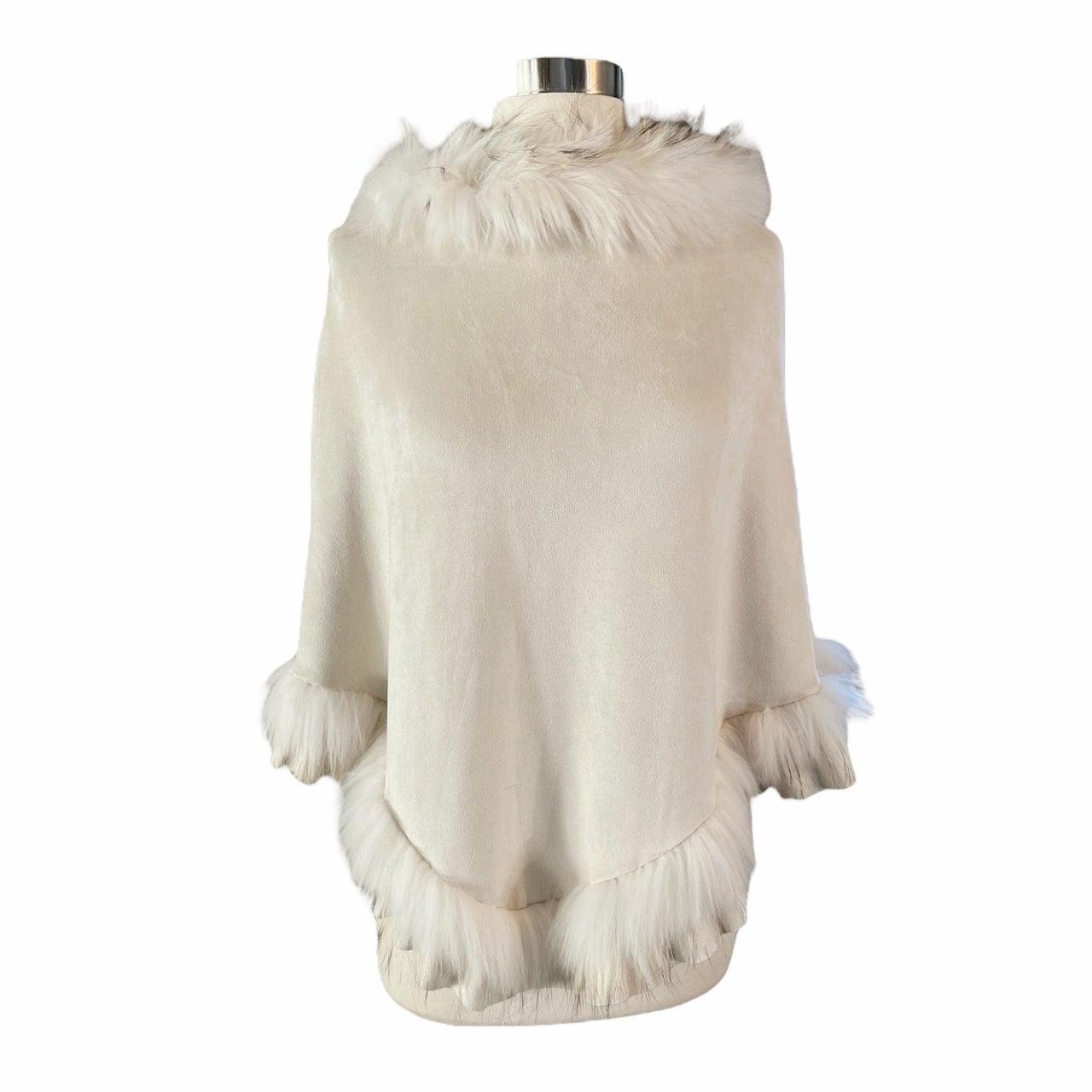 DOLCE CABO Faux Suede Fur Poncho Cape Racoon Fur - Depop