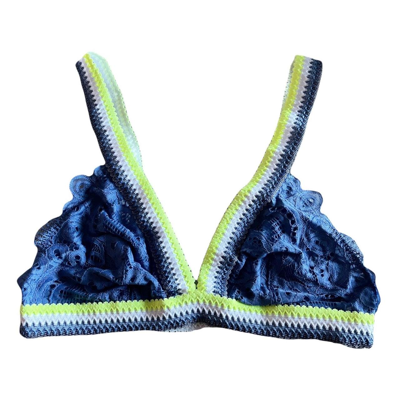 FREE PEOPLE Mika Bralette Crochet Lace Wireless Blue - Depop
