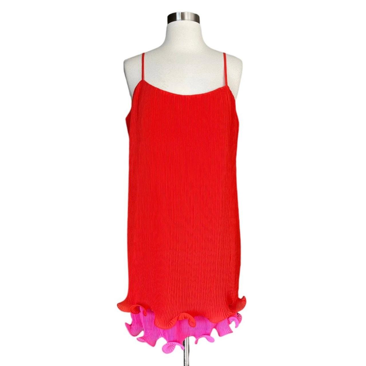 Milly Women's Babydoll Dress - Orange/Pink - 10 – MILLY Bianca Dress Sleeveless Pleated Coral Orange …