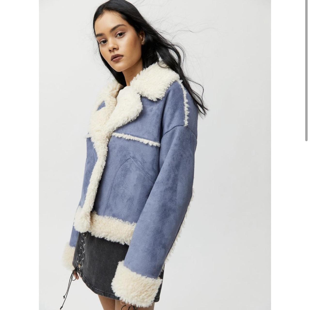 Blue suede fuzzy jacket Only worn Depop