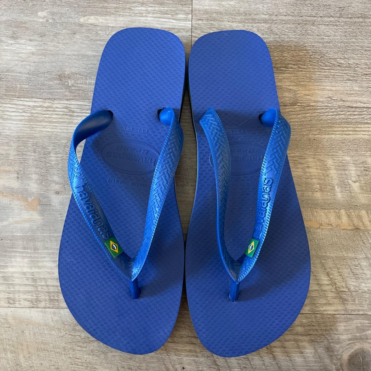 Havaianas Men's Blue and Yellow Flipflops