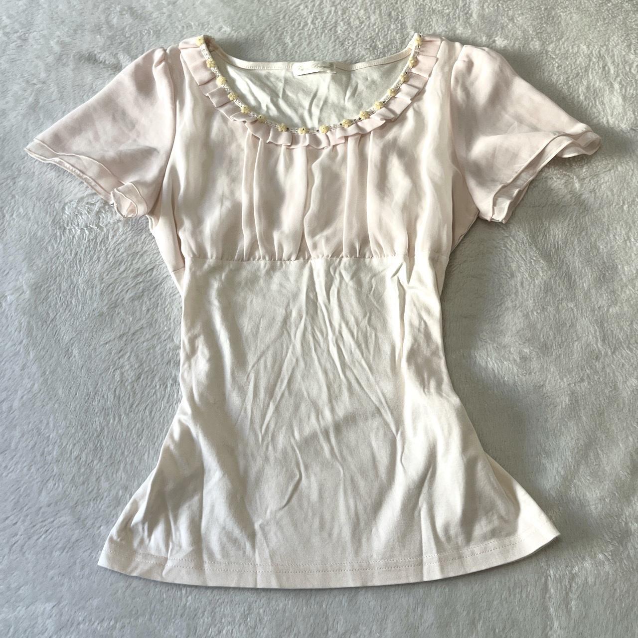 japanese brand baby pink charm milkmaid style top... - Depop