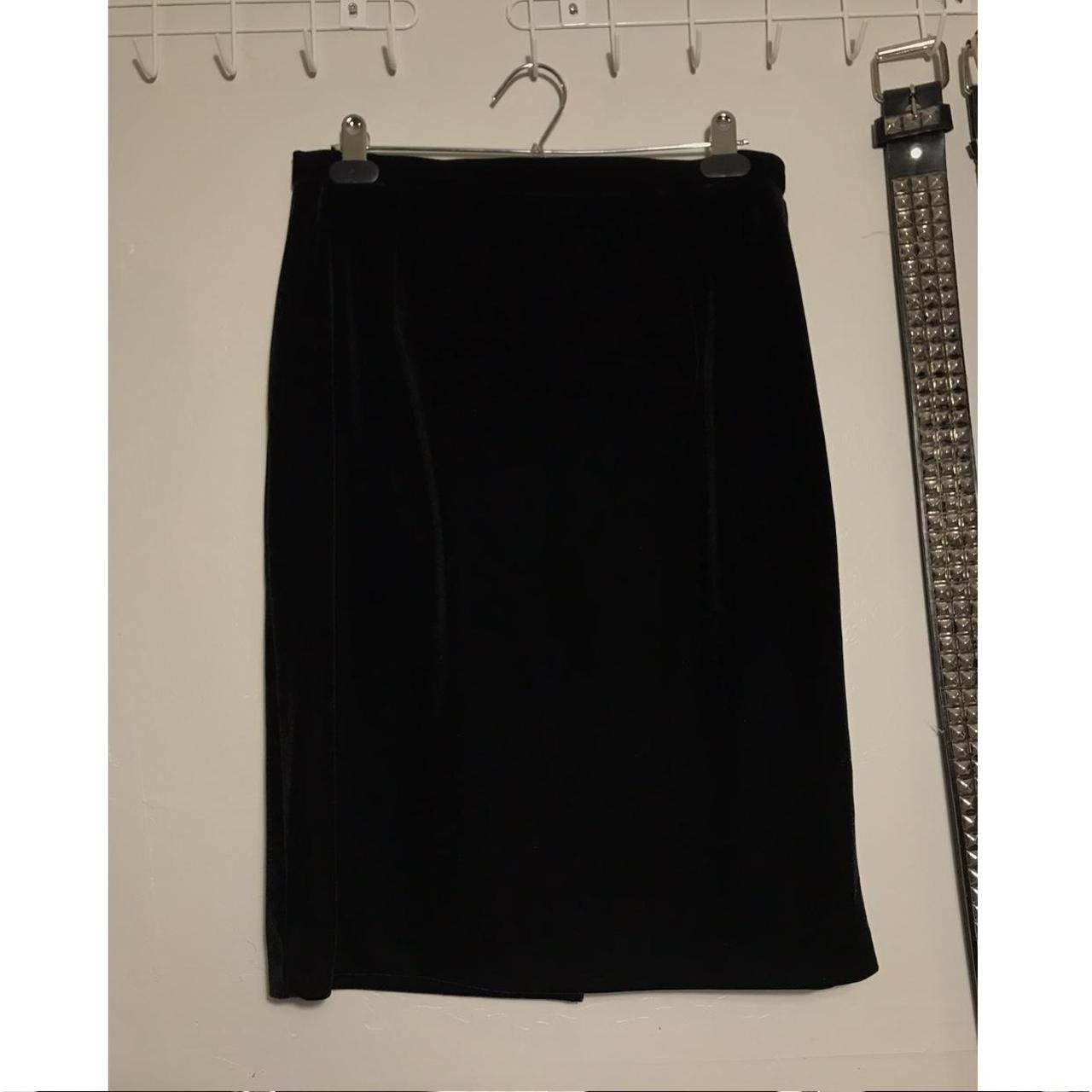 gothic black velvet midi skirt